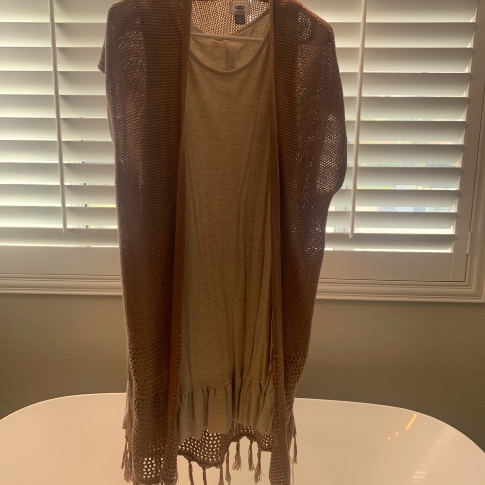 Cream dress with tan kimono